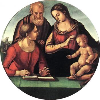 Luca Signorelli : Madonna and Child with St Joseph and Another Saint
